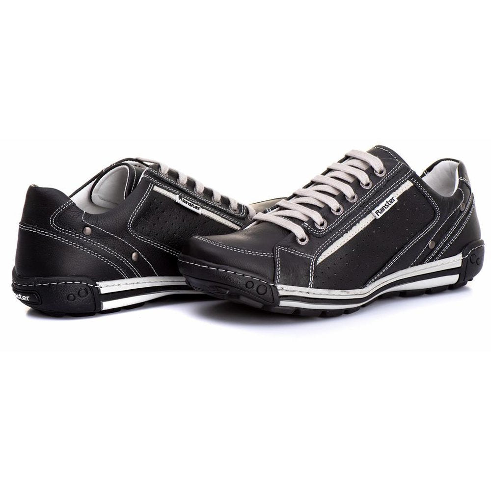 Sapatênis Casual Conforto Couro Preto - RT3006FLOPTO