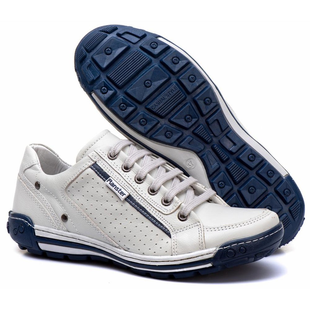 Sapatênis Casual Conforto Couro Off White - RT3006FLOGEL