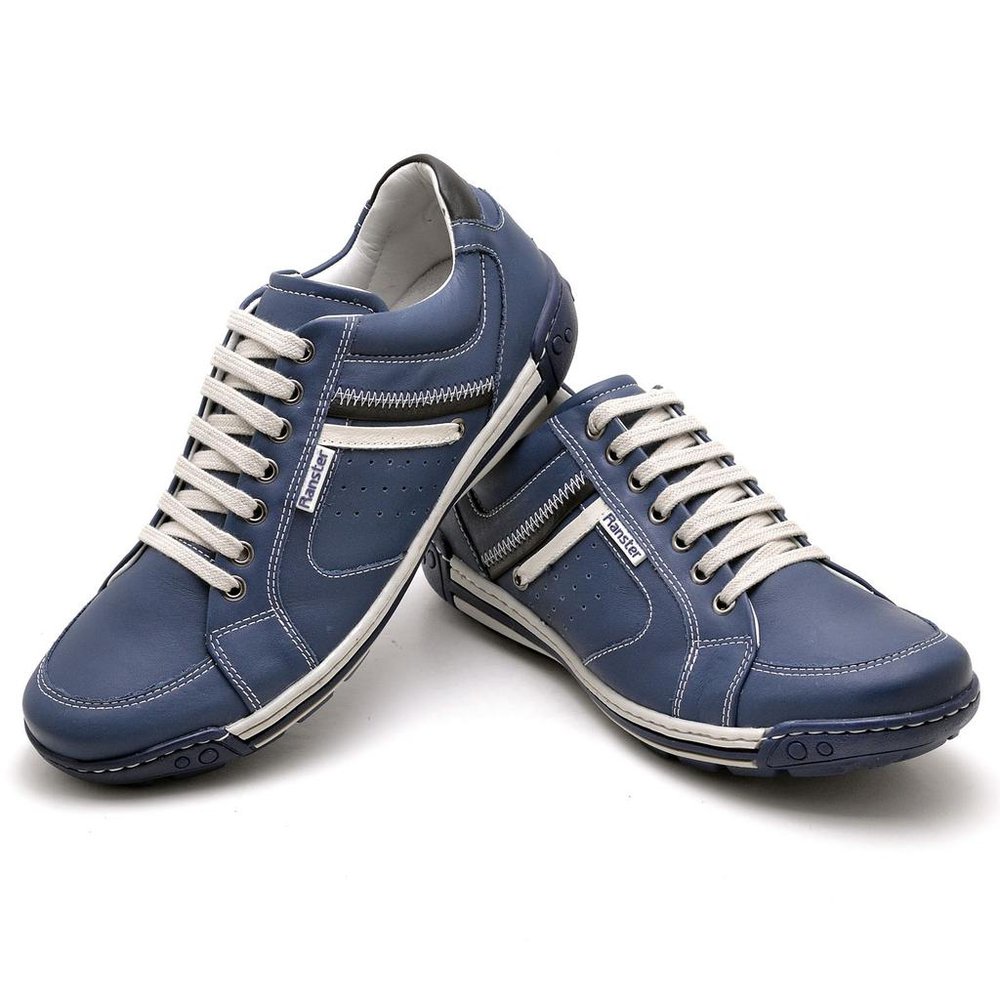 Sapatênis Casual Conforto Couro Azul - RT3007FLOAZU