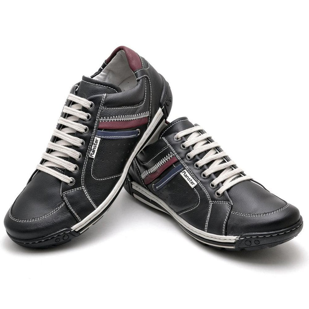 Sapatênis Casual Conforto Couro Preto - RT3007FLOPTO