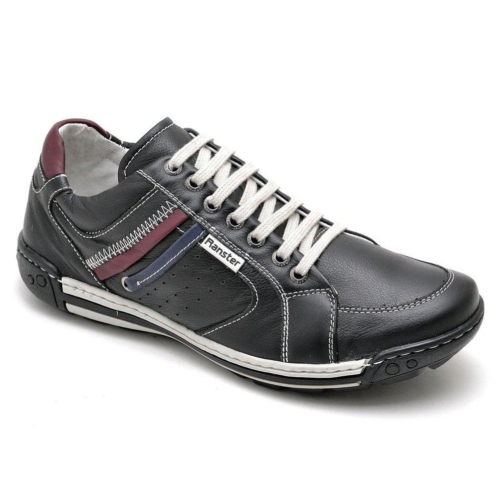 Sapatênis Casual Conforto Couro Preto - RT3007FLOPTO