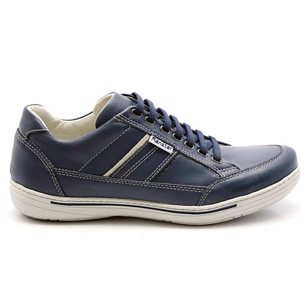 Sapatênis Casual Conforto Couro Azul - RT3008FLOAZU