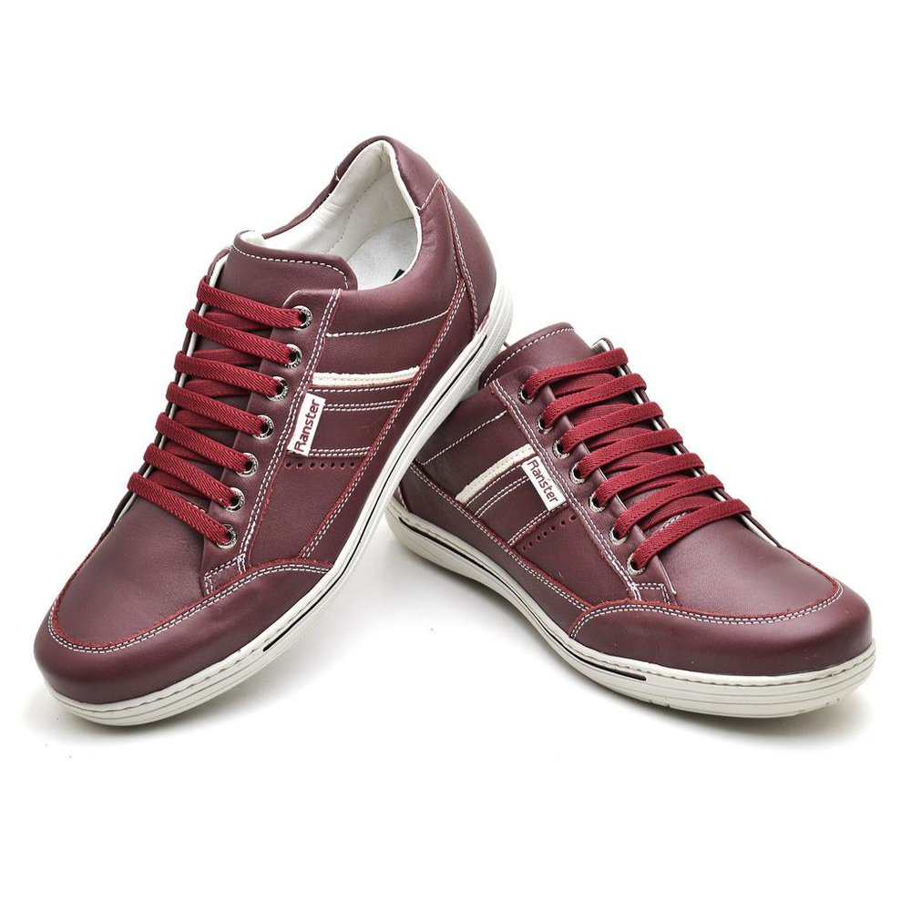 Sapatênis Casual Conforto Couro Vermelho - RT3008FLOBDO