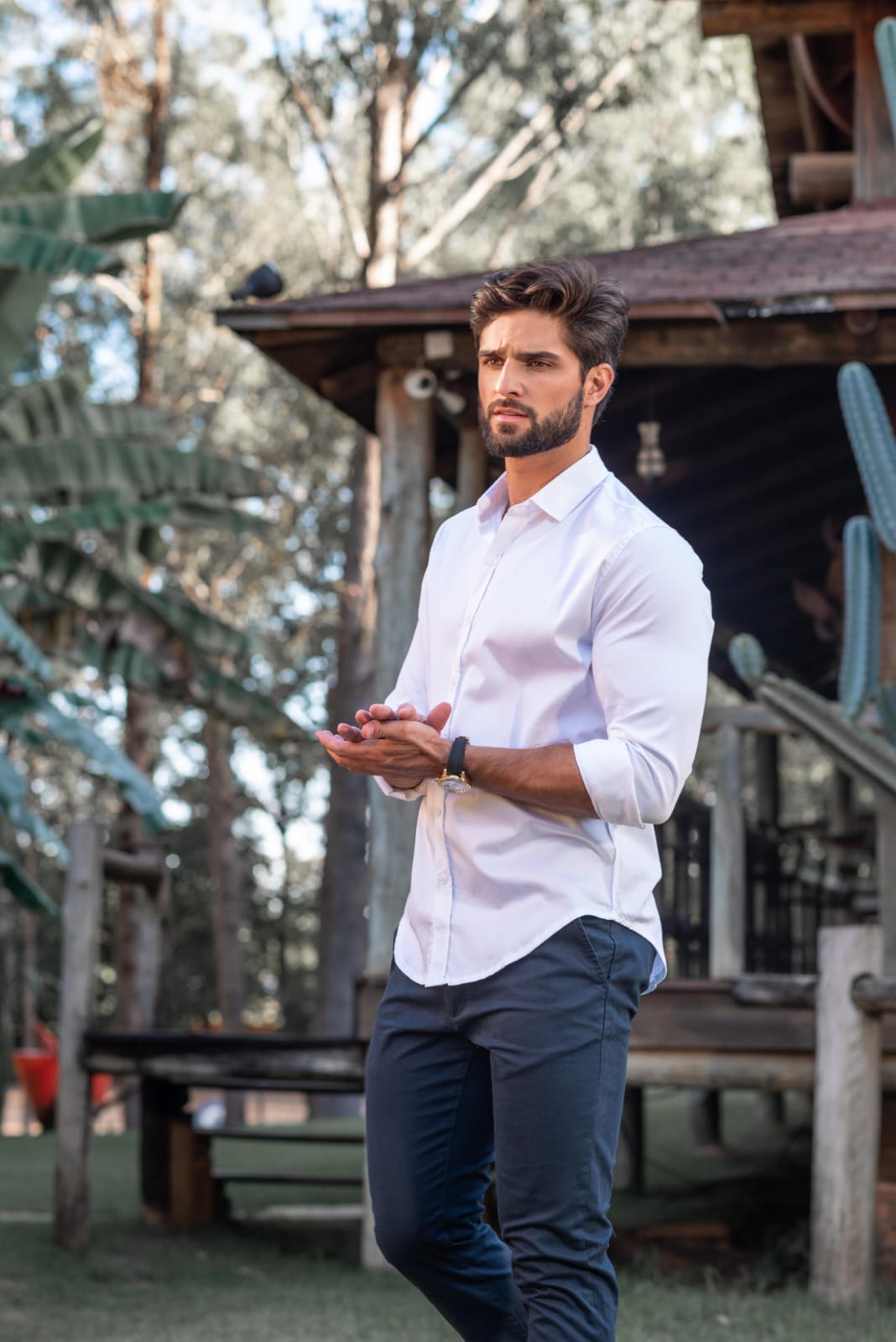 Camiseta ML Slim Fit Tecido Premium Viscose